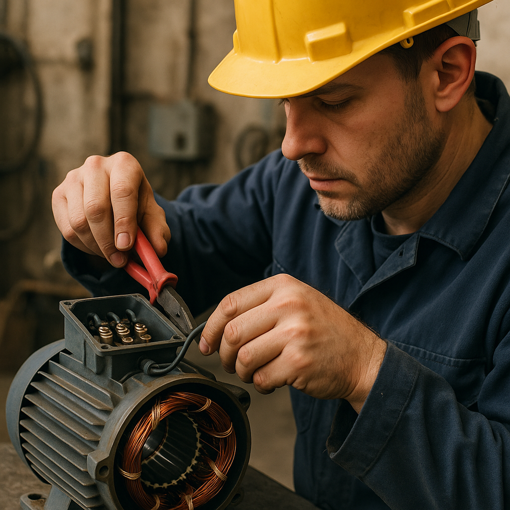 Electrician repairing electrical motor-1